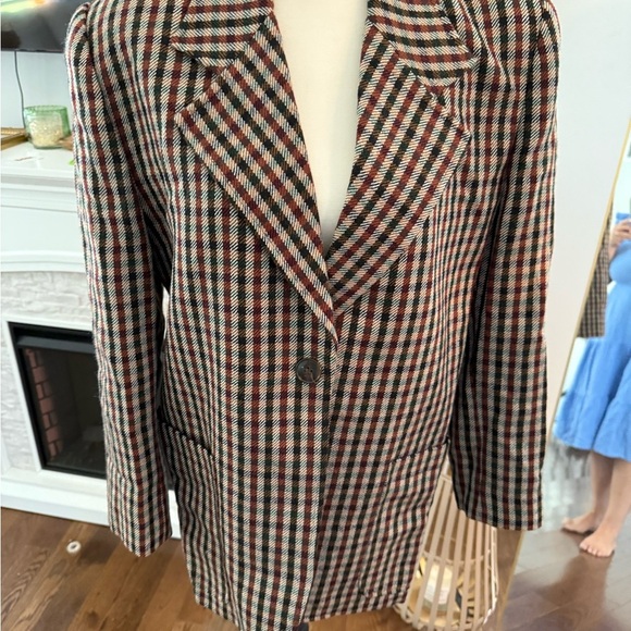 douglass Jackets & Blazers - Vintage Plaid Women's Blazer w Shoulder Pads